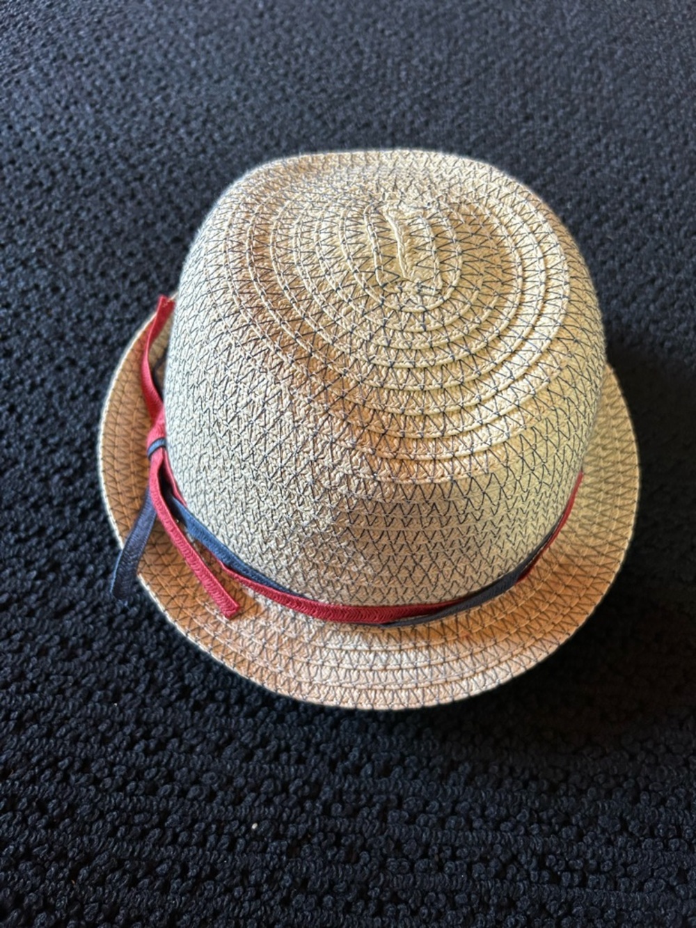 Straw Sperry Hat with Red & Navy Band